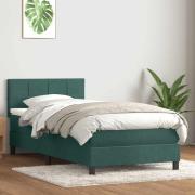 vidaXL Ramsäng med madrass mörkgrön 90x210 cm sammet
