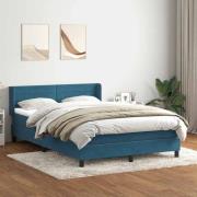 vidaXL Ramsäng med madrass mörkblå 140x220 cm sammet