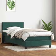 vidaXL Ramsäng med madrass mörkgrön 90x210 cm sammet