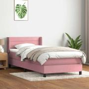 vidaXL Ramsäng med madrass rosa 100x220 cm sammet