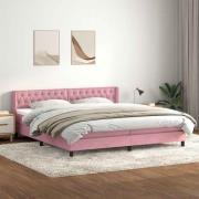 vidaXL Ramsäng med madrass rosa 200x210 cm sammet