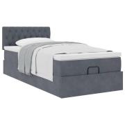 vidaXL Ottoman sängram med madrass mörkgrå 90x200 cm sammet