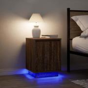 vidaXL Sängbord med LED-lampor 2 st brun ek 38x34x50 cm