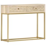 vidaXL Avlastningsbord guld 90x30x75 cm massivt mangoträ