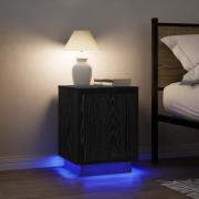 vidaXL Sängbord med LED-lampor 2 st svart 38x34x50 cm