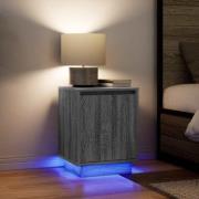 vidaXL Sängbord med LED-lampor 2 st grå sonoma 38x34x50 cm