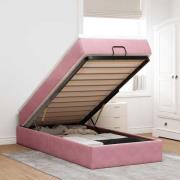 vidaXL Ottoman sängram med madrass rosa 100x200 cm sammet