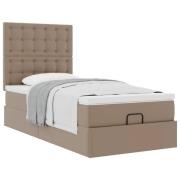 vidaXL Ottoman säng med madrass cappuccino 100x200 cm konstläder