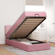 vidaXL Ottoman sängram med madrass rosa 100x200 cm sammet