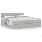 vidaXL Ottoman sängram med madrass ljusgrå 180x200 cm sammet