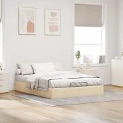 vidaXL Ottoman sängram utan madrass gräddvit 140x190 cm tyg