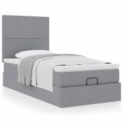 vidaXL Ottoman säng med madrass ljusgrå 90x200 cm tyg