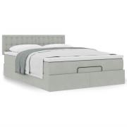 vidaXL Ottoman sängram med madrass ljusgrå 140x190 cm sammet