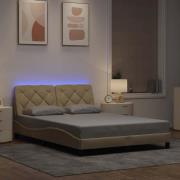 vidaXL Bed Frame with LED without Mattress Cream 120x200 cm Fabric