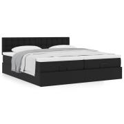 vidaXL Ottoman sängram med madrasser svart 200x200 cm konstläder