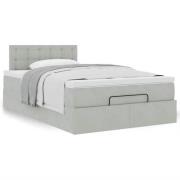 vidaXL Ottoman sängram med madrass ljusgrå 120x200 cm sammet
