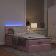 vidaXL Ottoman sängram med madrass rosa 90x200 cm sammet