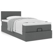 vidaXL Ottoman säng med madrass mörkgrå 90x200 cm tyg