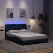 vidaXL Bed Frame with LED without Mattress Blue 140x190 cm Fabric