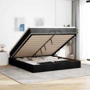 vidaXL Ottoman sängram med madrasser svart 200x200 cm tyg