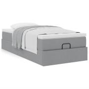 vidaXL Ottoman sängram med madrass ljusgrå 90x200 cm tyg