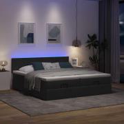 vidaXL Ottoman sängram med madrasser svart 180x200 cm tyg