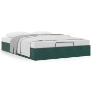 vidaXL Ottoman sängram utan madrass mörkgrön 140x200 cm sammet