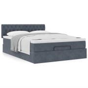 vidaXL Ottoman sängram med madrass mörkgrå 140x190 cm sammet