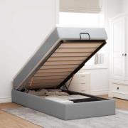 vidaXL Ottoman sängram med madrass ljusgrå 100x200 cm tyg