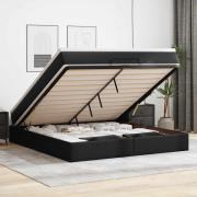 vidaXL Ottoman sängram med madrass svart 180x200 cm konstläder
