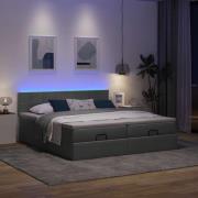 vidaXL Ottoman sängram med madrasser mörkgrå 180x200 cm tyg