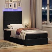 vidaXL Ottoman sängram med madrass svart 90x200 cm tyg