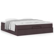 vidaXL Ottoman sängram med madrass mörkbrun 180x200 cm tyg