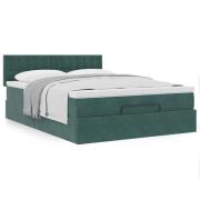 vidaXL Ottoman sängram med madrass mörkgrön 140x200 cm sammet