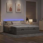 vidaXL Ottoman sängram med madrasser ljusgrå 200x200 cm tyg