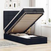 vidaXL Ottoman sängram med madrass svart 90x200 cm tyg