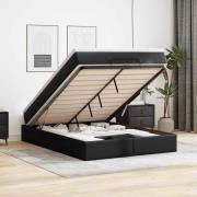 vidaXL Ottoman sängram med madrass svart 140x190 cm konstläder
