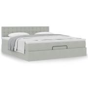 vidaXL Ottoman sängram med madrass ljusgrå 180x200 cm sammet