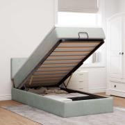 vidaXL Ottoman sängram med madrass ljusgrå 90x200 cm sammet