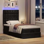 vidaXL Ottoman sängram med madrasser svart 90x200 cm sammet