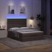 vidaXL Ottoman sängram med madrass mörkbrun 140x190 cm tyg