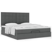 vidaXL Ottoman sängram med madrass mörkgrå 180x200 cm tyg