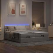 vidaXL Ottoman sängram med madrasser taupe 200x200 cm tyg