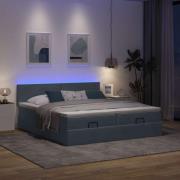 vidaXL Ottoman sängram med madrasser mörkgrå 180x200 cm sammet