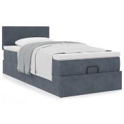 vidaXL Ottoman sängram med madrass mörkgrå 90x200 cm sammet