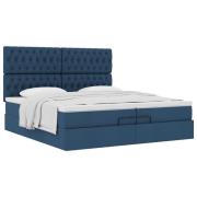 vidaXL Ottoman sängram med madrasser blå 200x200 cm tyg