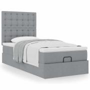 vidaXL Ottoman säng med madrass ljusgrå 90x200 cm tyg