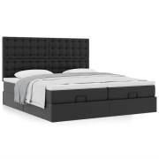 vidaXL Ottoman sängram med madrasser svart 200x200 cm konstläder
