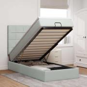 vidaXL Ottoman sängram med madrasser ljusgrå 90x200 cm sammet