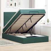 vidaXL Ottoman sängram med madrasser mörkgrön 120x190 cm sammet